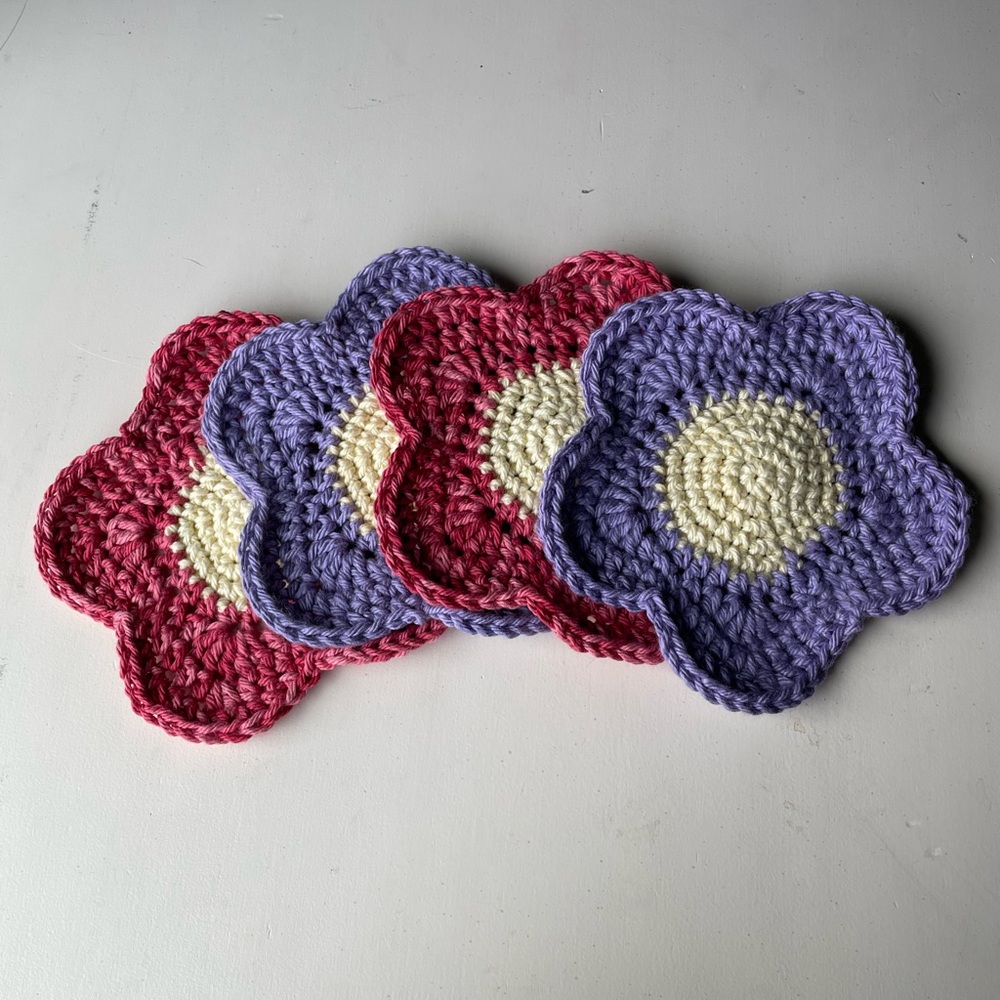 Crochet Flower Coasters - Picture 2 of 6